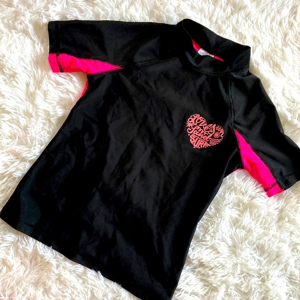 Xhilaration girls hot pink black rash guard size M 7-8